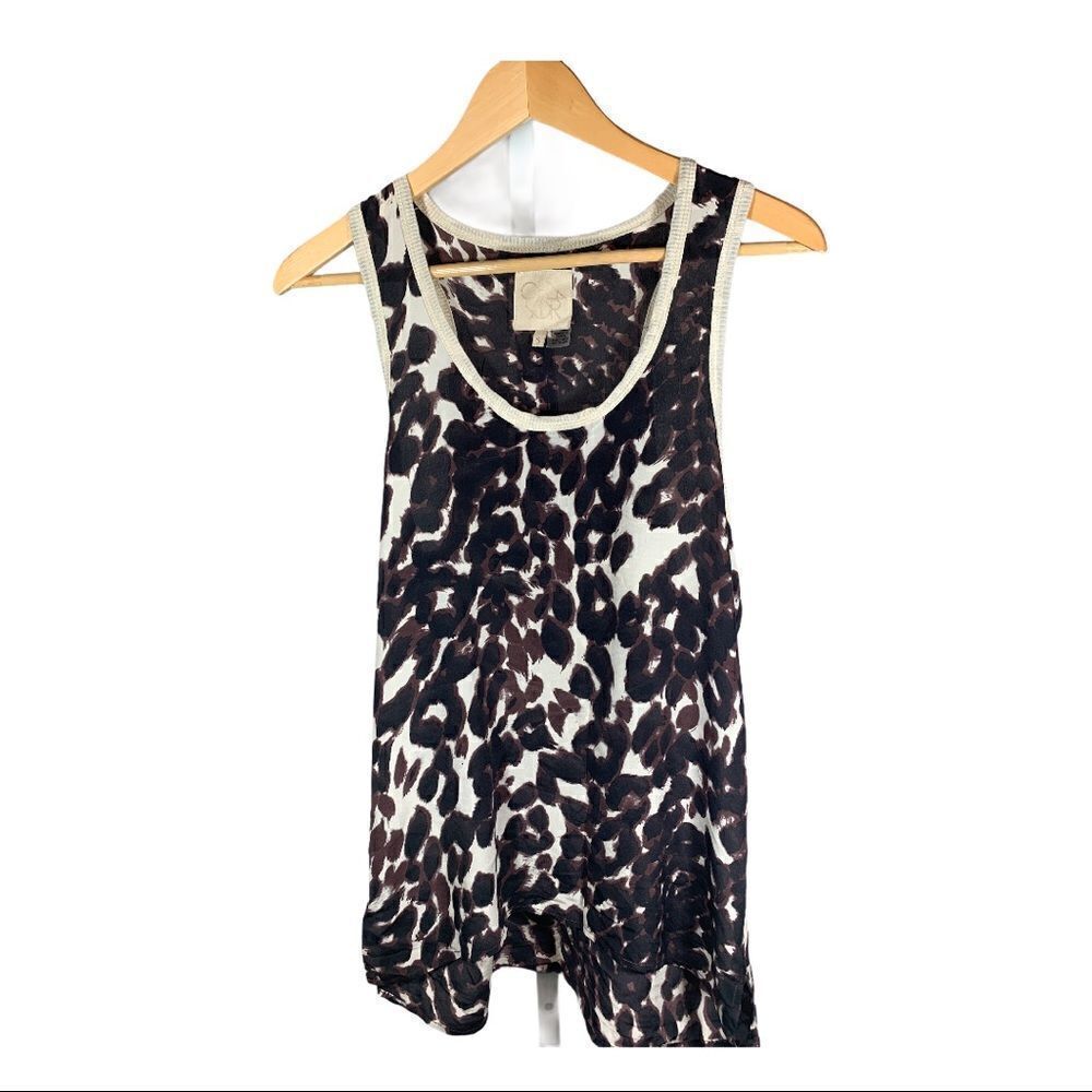 CHASER Women’s Silk Animal Print Racerback Tank Top Brown/Cream Size Small